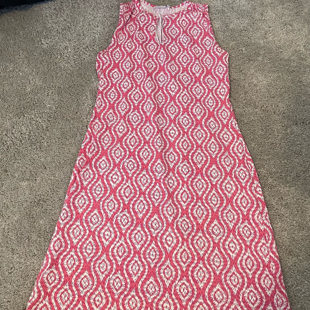 Bright Coral Midi Sheath Dress with Halter Neckline for Casual Wear